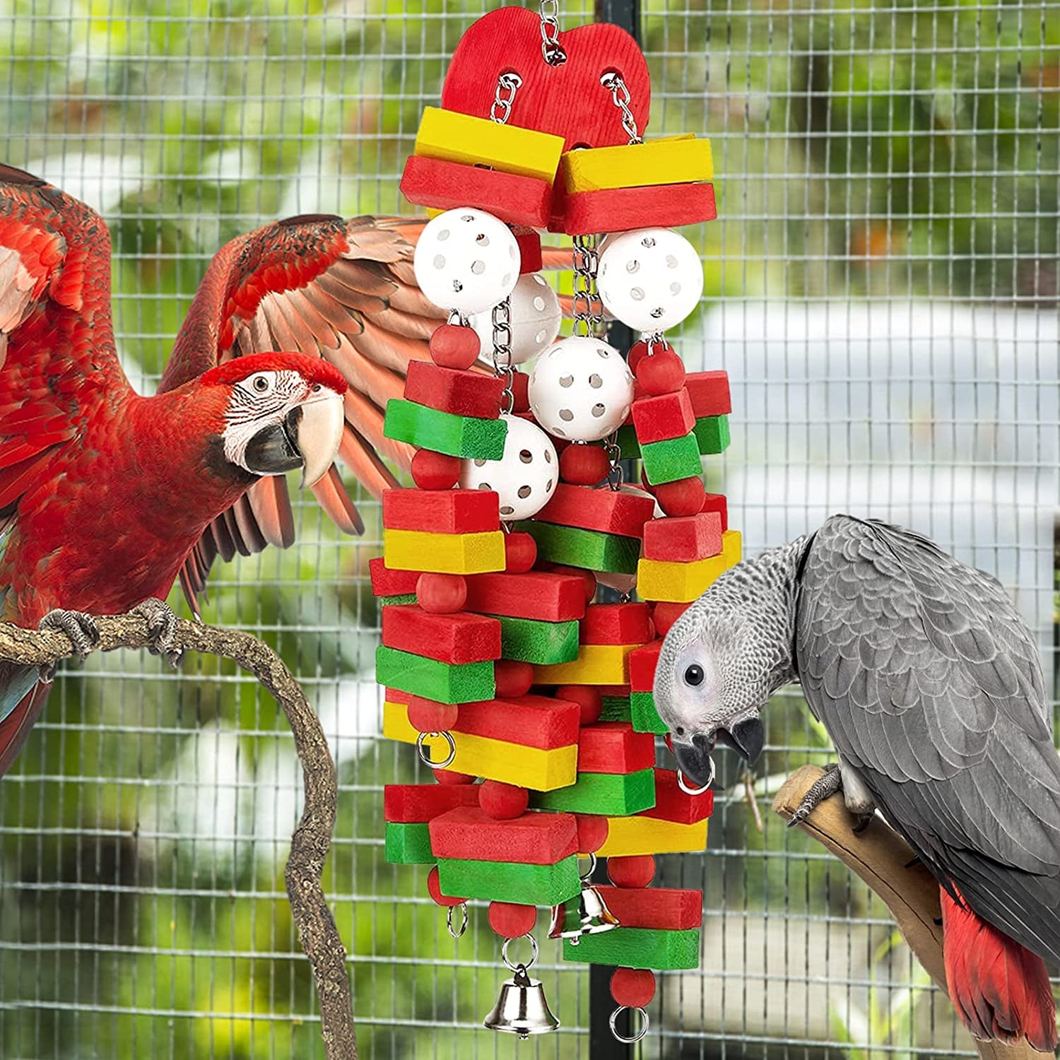 Large Bird Parrot Toys for Cockatoos, African Grey Macaws and Amazon Parrots